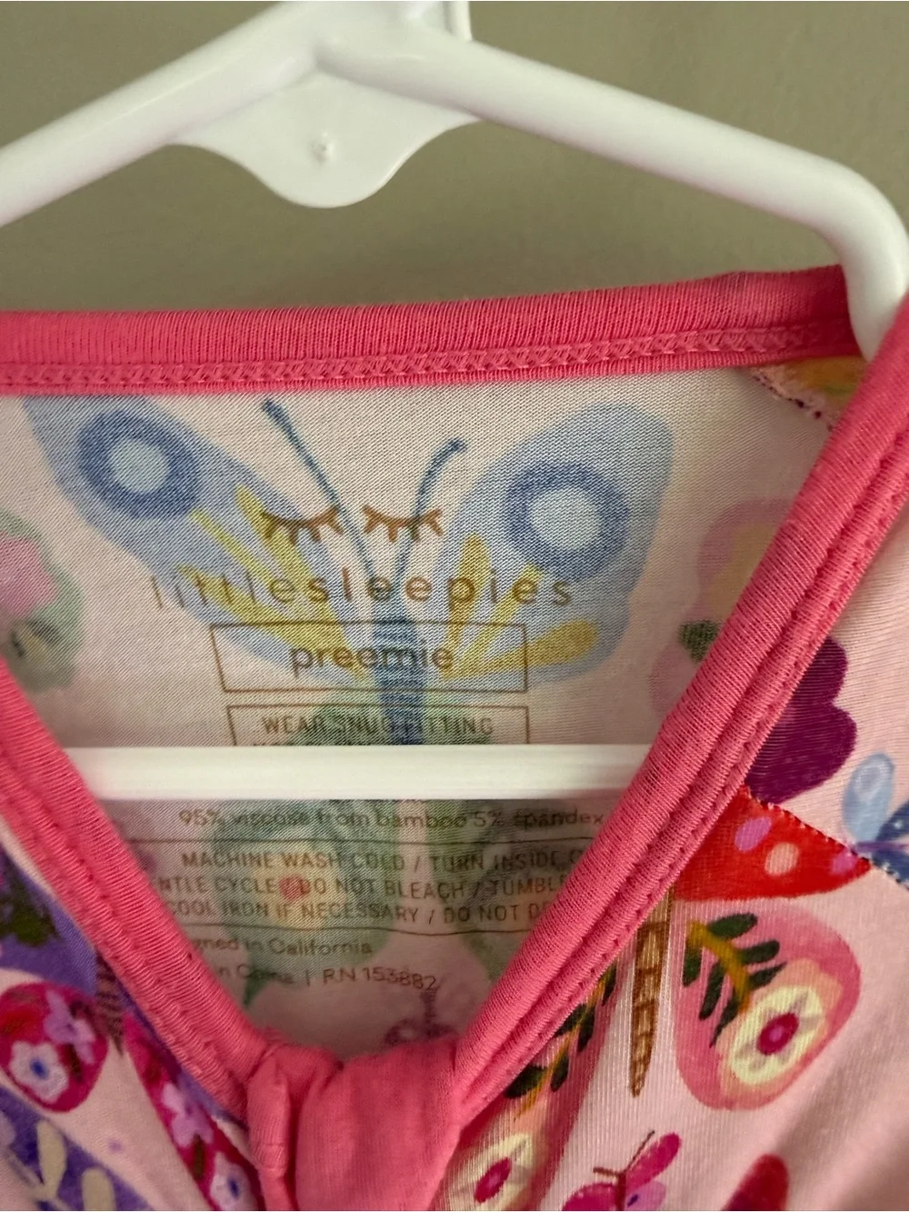 Little Sleepies Preemie butterflies zippy
